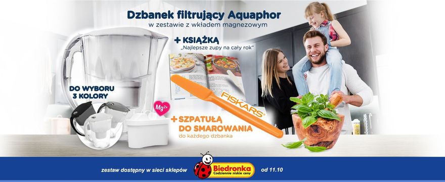 Dzbanki filtrujące wodę Aquaphor. Sprawdź w najbliższej Biedronce!