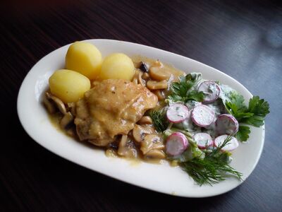 Udka w sosie pieczarkowym. 